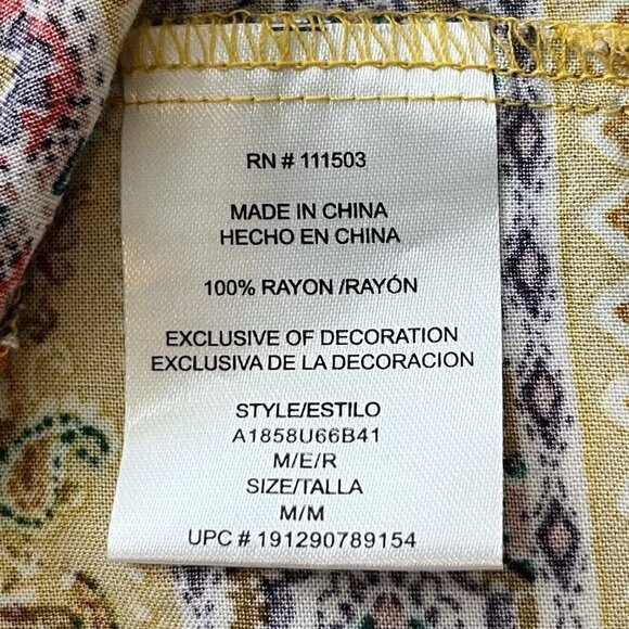 Lily Rose Baby Doll Dress Womens Medium Yellow Red Sleeveless Off Shoulder - Picture 9 of 10